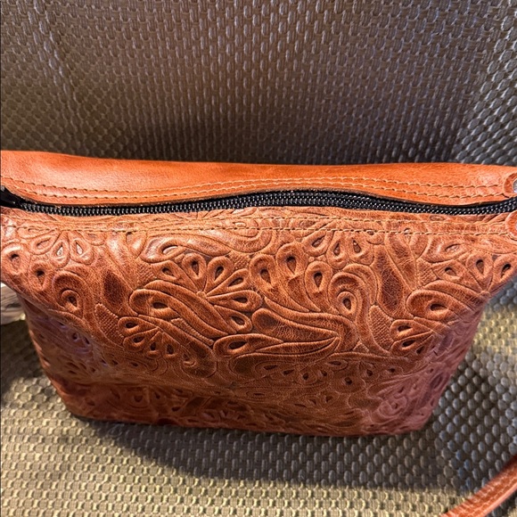 Holy Cow Couture Embossed Brown Shoulder Bag - Picture 8 of 9